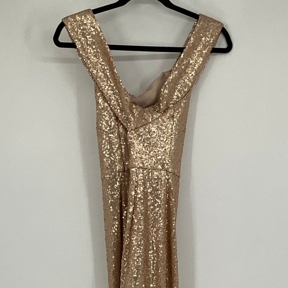 NEW! Dessy Collection Size 2 Mermaid Maxi Sequin Dress Rose Gold $285 msrp I24-7 - Picture 9 of 10